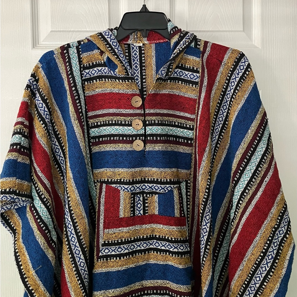 Poncho Hooded Cape with Buttons